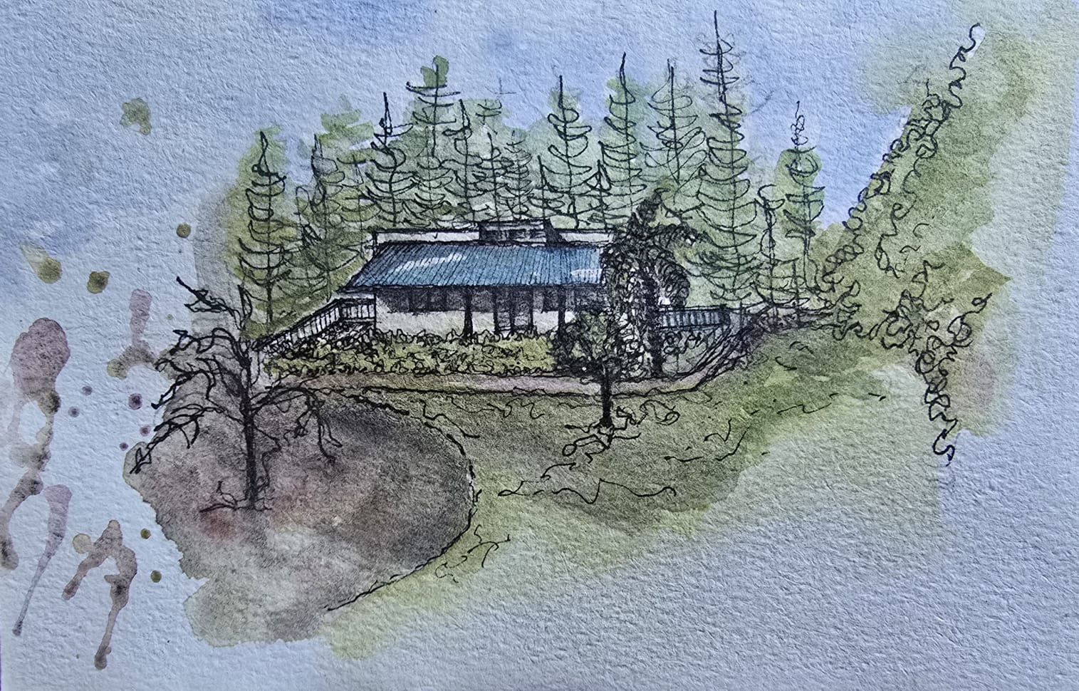 Hand painted illustration of Magnolia Cottage